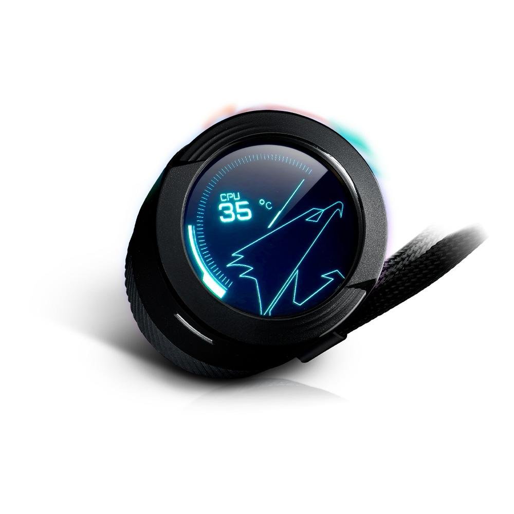 Water Cooler Gigabyte Aorus 360, RGB, 360mm, AMD/Intel, com Display LCD, Preto - GP-AORUS WATERFORCE X II 360 - view 3
