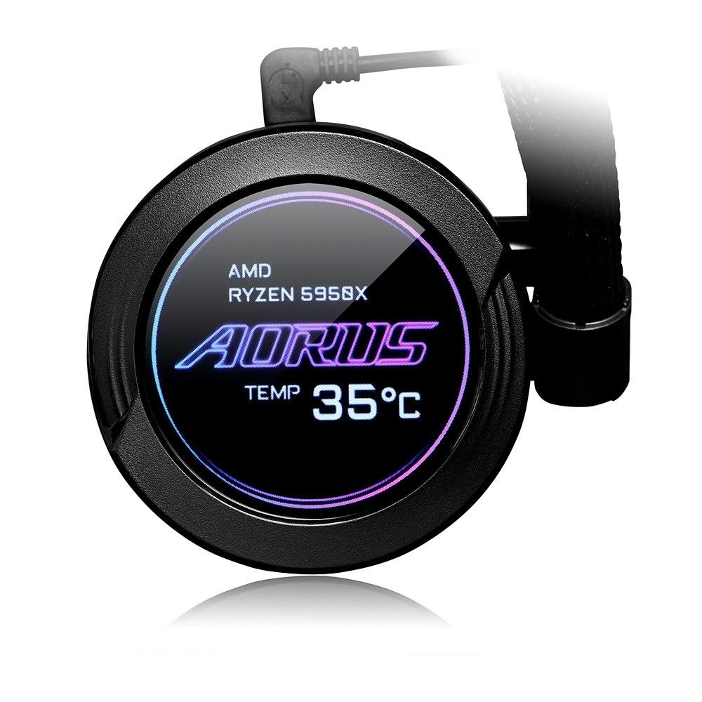 Water Cooler Gigabyte Aorus 360, RGB, 360mm, AMD/Intel, com Display LCD, Preto - GP-AORUS WATERFORCE X II 360 - view 4