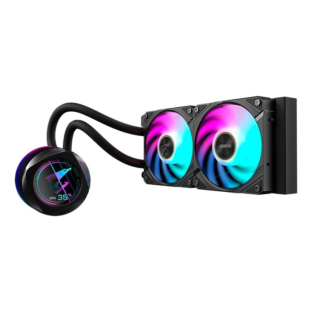 Water Cooler Gigabyte Aorus 240, RGB, 240mm, AMD/Intel, com Display LCD, Preto - GP-AORUS WATERFORCE X II 240 6