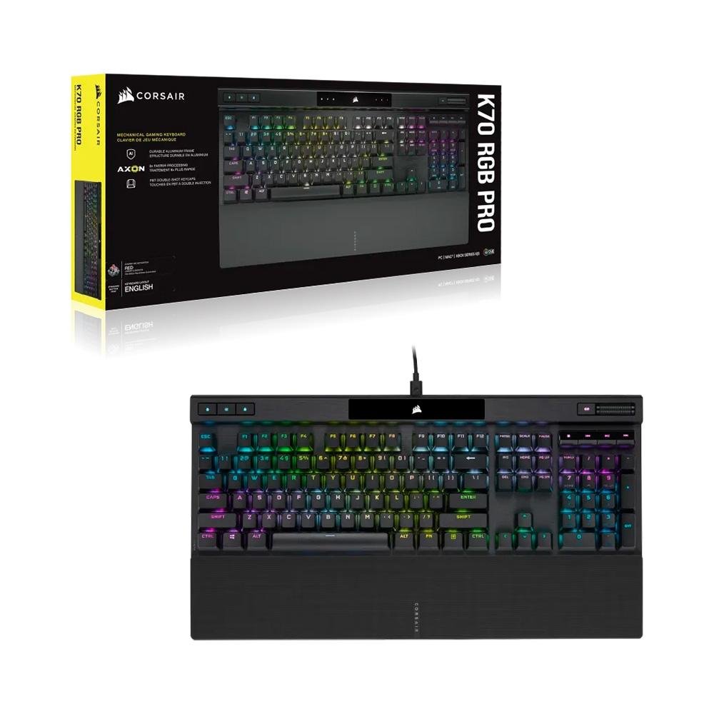 Teclado Mecânico Gamer Corsair K70 RGB Pro, Cherry MX Red, Anti-Ghosting, US Preto - CH-9109410-NA - view 3