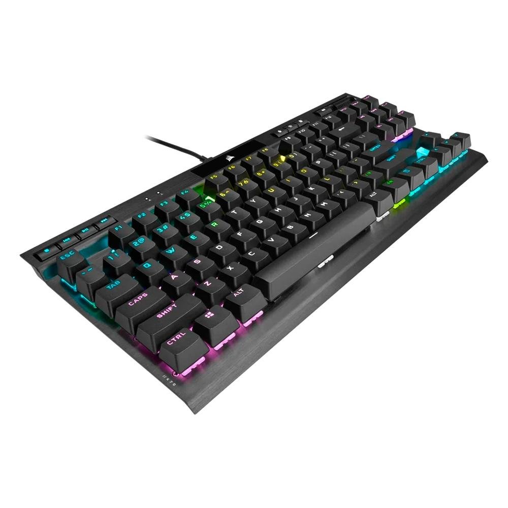 Teclado Mecânico Gamer Corsair K70 RGB, TKL Champion Series, Corsair OPX, Preto PBT Keycaps, Anti-Ghosting, US - CH-911901A-NA Teclado Mecânico Gamer Corsair K70 RGB, TKL Champion Series, Corsair OPX, Preto PBT Keycaps, Anti-Ghosting, US - CH-911901A-NA