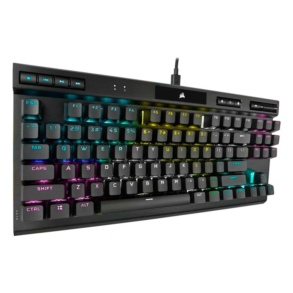 Teclado Mecânico Gamer Corsair K70 RGB, TKL Champion Series, Corsair OPX, Preto PBT Keycaps, Anti-Ghosting, US - CH-911901A-NA Teclado Mecânico Gamer Corsair K70 RGB, TKL Champion Series, Corsair OPX, Preto PBT Keycaps, Anti-Ghosting, US - CH-911901A-NA