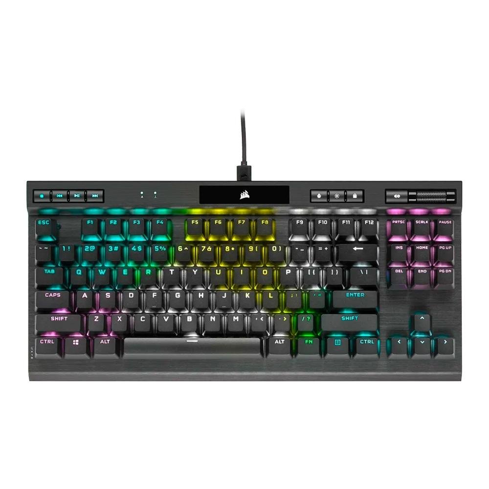 Teclado Mecânico Gamer Corsair K70 RGB, TKL Champion Series, Corsair OPX, Preto PBT Keycaps, Anti-Ghosting, US - CH-911901A-NA Teclado Mecânico Gamer Corsair K70 RGB, TKL Champion Series, Corsair OPX, Preto PBT Keycaps, Anti-Ghosting, US - CH-911901A-NA