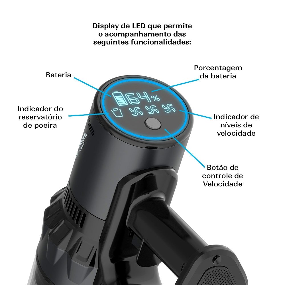 Aspirador de Pó Vertical Sem Fio Balão.info Smart Lite, 2 em 1, 500W, Bivolt, 500ml, Preto - KSAV200PT - view 7