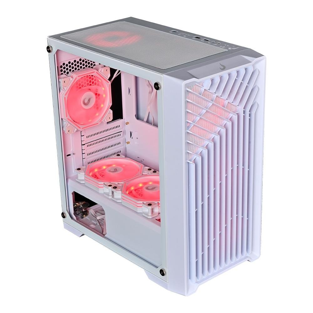 Imagem 5 de 11 do produto Gabinete Gamer Rise Mode X1, Mid Tower, M-ATX, Lateral em Vidro Temperado, Sem FANs, Branco - RM-X1-01-FW
