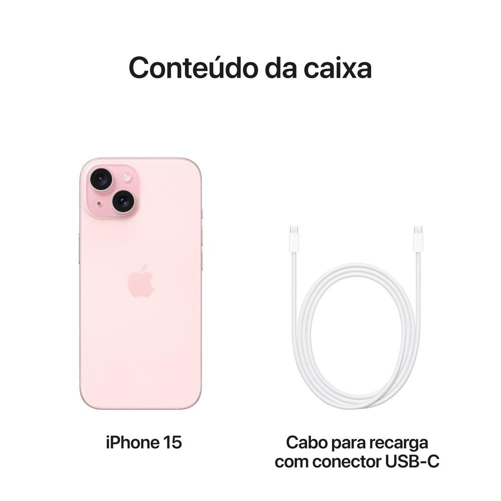 Imagem 9 de 10 do produto iPhone 15 Apple 128GB, Câmera Dupla de 48MP, Tela 6.1", Rosa