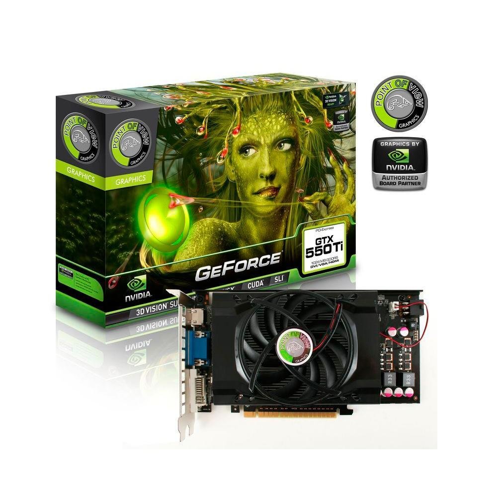 Placa de Vídeo VGA Point of View GeForce GTX 550 Ti PCI-Express 2.0 1GB GDDR5 128bits SLI - VGA-550-A3-1024-C