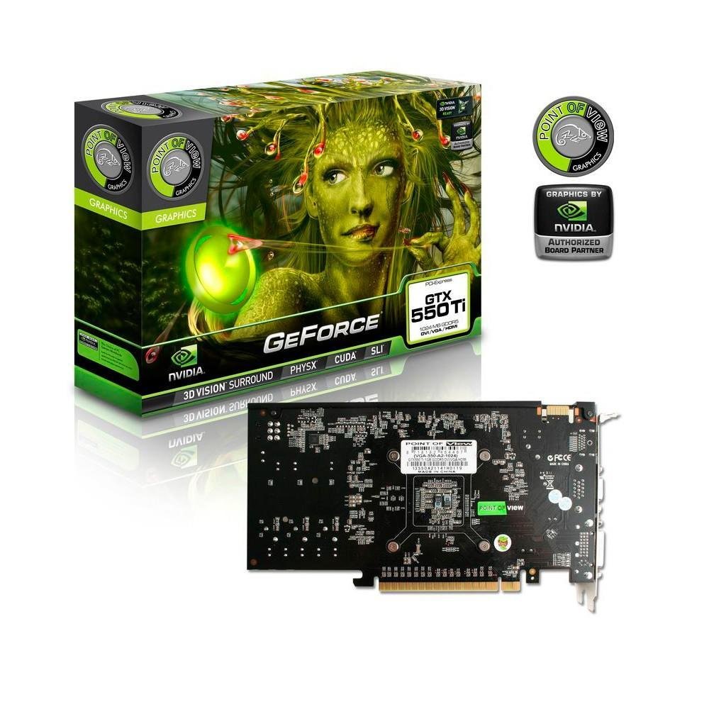 Placa de Vídeo VGA Point of View GeForce GTX 550 Ti PCI-Express 2.0 1GB GDDR5 128bits SLI - VGA-550-A3-1024-C