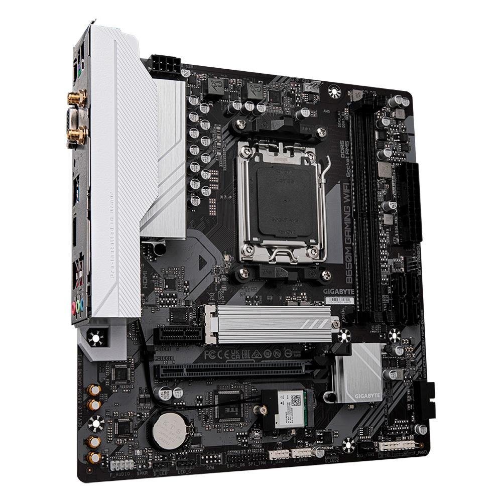Placa-Mãe Gigabyte B650M Gaming Rev.1.0, AMD AM5, mATX, DDR5, RGB, WiFi, Preto - B650M GAMING WIFI Placa-Mãe Gigabyte B650M Gaming Rev.1.0, AMD AM5, mATX, DDR5, RGB, WiFi, Preto - B650M GAMING WIFI