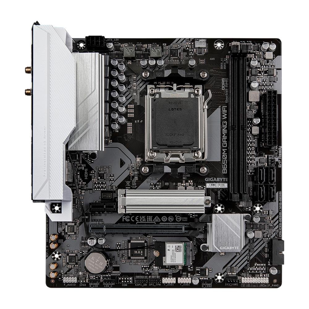 Placa-Mãe Gigabyte B650M Gaming Rev.1.0, AMD AM5, mATX, DDR5, RGB, WiFi, Preto - B650M GAMING WIFI Placa-Mãe Gigabyte B650M Gaming Rev.1.0, AMD AM5, mATX, DDR5, RGB, WiFi, Preto - B650M GAMING WIFI