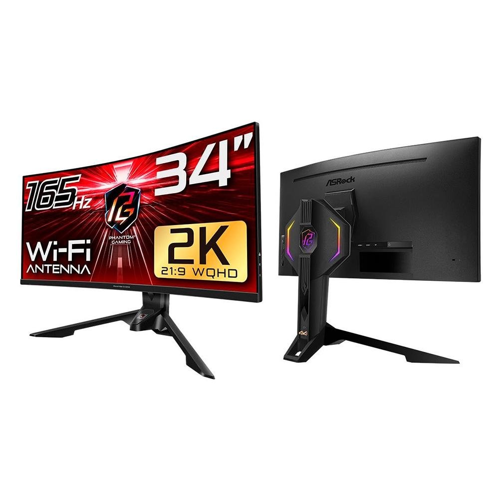 Monitor Gamer Curvo AsRock 34", 165Hz, WQHD, 1ms, DisplayPort e HDMI, HDR, FreeSync, 115% sRGB - PG34WQ15R3A Monitor Gamer Curvo AsRock 34", 165Hz, WQHD, 1ms, DisplayPort e HDMI, HDR, FreeSync, 115% sRGB - PG34WQ15R3A