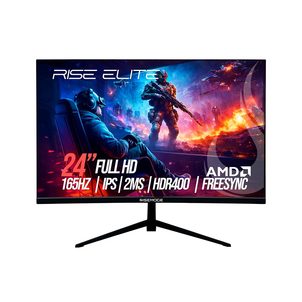 "Monitor Gamer Rise Mode Elite 24"", Full HD, 165Hz, IPS, FreeSync, HDR 400, DisplayPort e HDMI, sRGB 99%, Preto - RM-MOG-24F165FH-B"