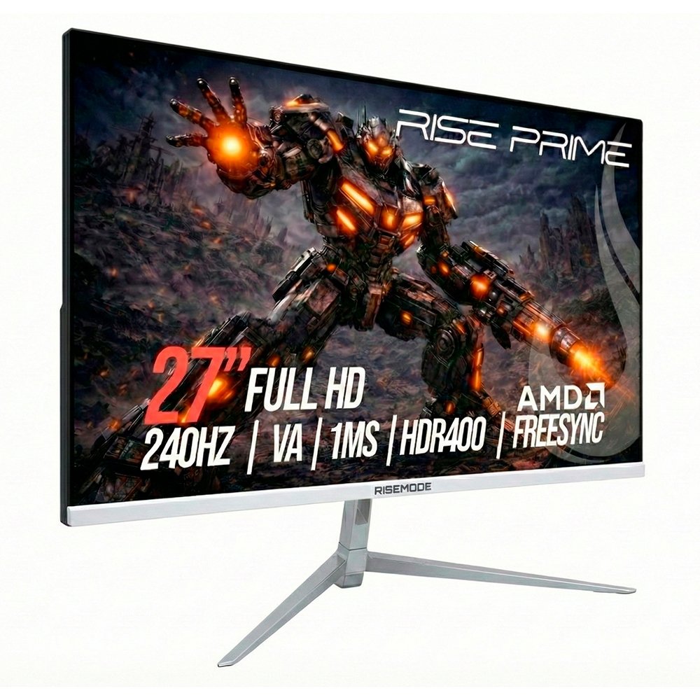Monitor Gamer Curvo Rise Mode Prime 27", Full HD, 240Hz, 1ms, VA, FreeSync, HDR 400, HDMI e DisplayPort, Branco - RM-MOG-27C240FH-W