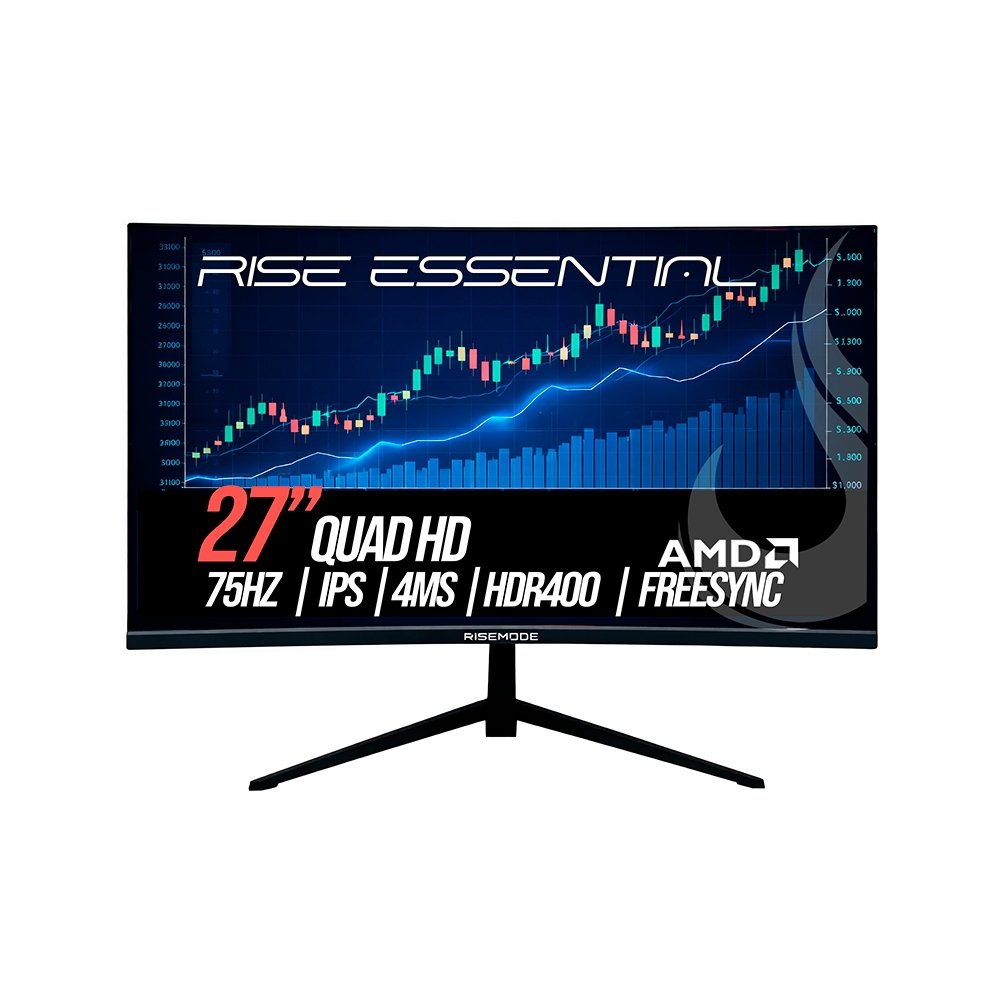 "Monitor Gamer Rise Mode Essential 27"", QHD, 4ms, IPS, FreeSync, HDR 400, FreeSync, HDMI e DisplayPort, sRGB 99%, Preto - RM-MOG-27F752K-B"