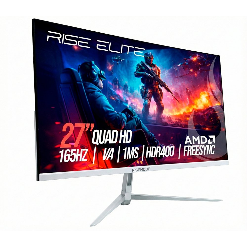 "Monitor Gamer Curvo Rise Mode Elite 27"", QHD, 165Hz, 1ms, VA, FreeSync, HDR 400, HDMI e DisplayPort, Branco - RM-MOG-27C1652K-W" - view 2