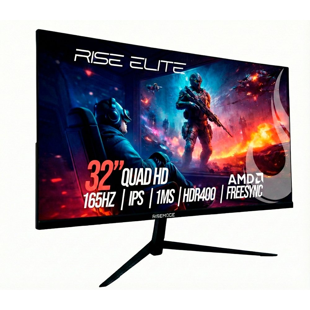 "Monitor Gamer Rise Mode Elite 32"", QHD, 165Hz, 1ms, IPS, FreeSync, HDR 400, Preto, HDMI e DisplayPort, sRGB 99%, Suporte Vesa - RM-MOG-32F1652K-B" - view 2