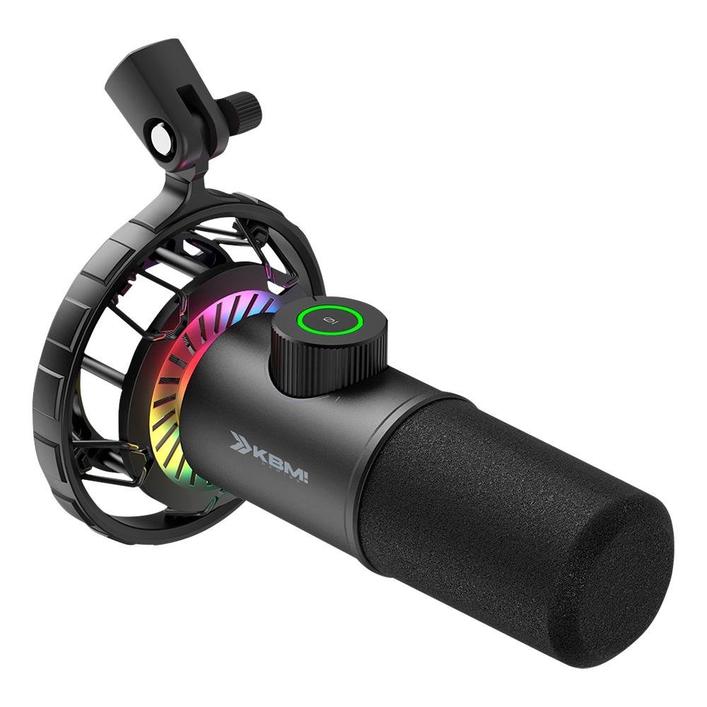 Microfone Gamer Cardióide KBM! GAMING, Podcast, Streaming, RGB, Antivibração, Suporte Articulado de Mesa, Preto - KGMF300PT