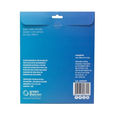 Mousepad Maxprint, 23x19.5cm, com Apoio em Gel Smart, Preto - 60000097