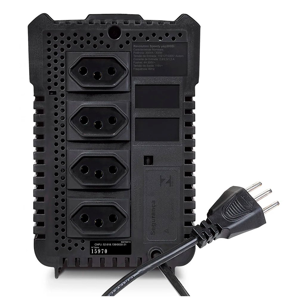 Estabilizador SMS Revolution Speedy 300VA, Entrada Bivolt Automático e Saída de 115V, 4 Tomadas - USP300Bi - 15970 - view 2