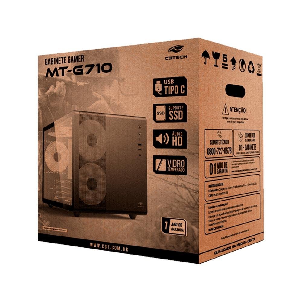 Imagem 4 de 4 do produto Gabinete Gamer C3Tech Gaming Aquarius MT-G710WH, Mini Tower, Micro ATX, Lateral em Vidro Temperado, Sem FANs, Branco - MT-G710WH