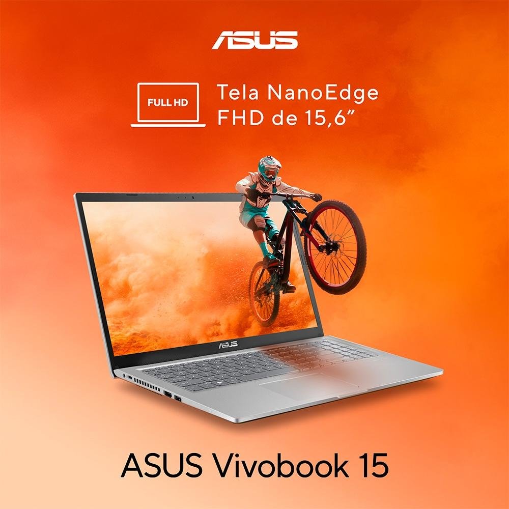 Notebook ASUS Vivobook 15, Intel Pentium Gold 7505, 4GB RAM, SSD 128GB, 15.6" FHD, W11 Home, Prata Metálico - X1500EA-EJ4239WS