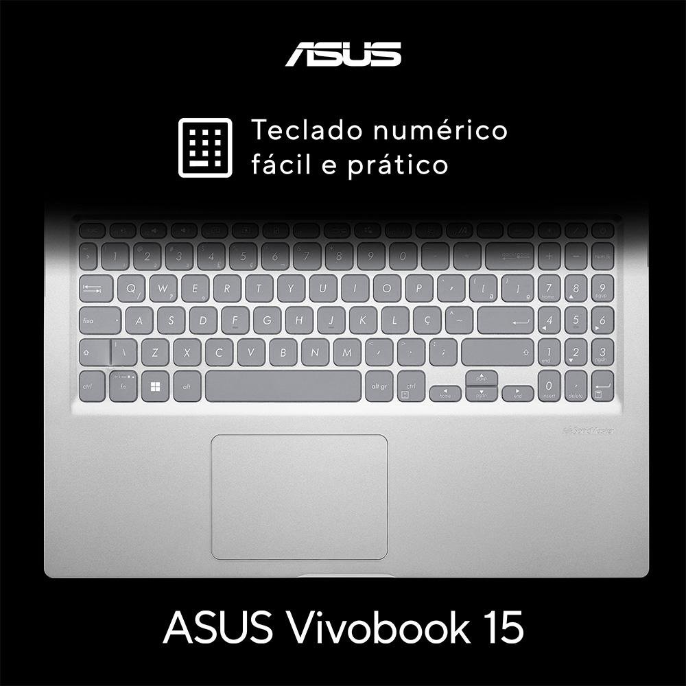 Imagem 8 de 13 do produto Notebook ASUS Vivobook 15, Intel Pentium Gold 7505, 4GB RAM, SSD 128GB, 15.6" FHD, W11 Home, Prata Metálico - X1500EA-EJ4239WS