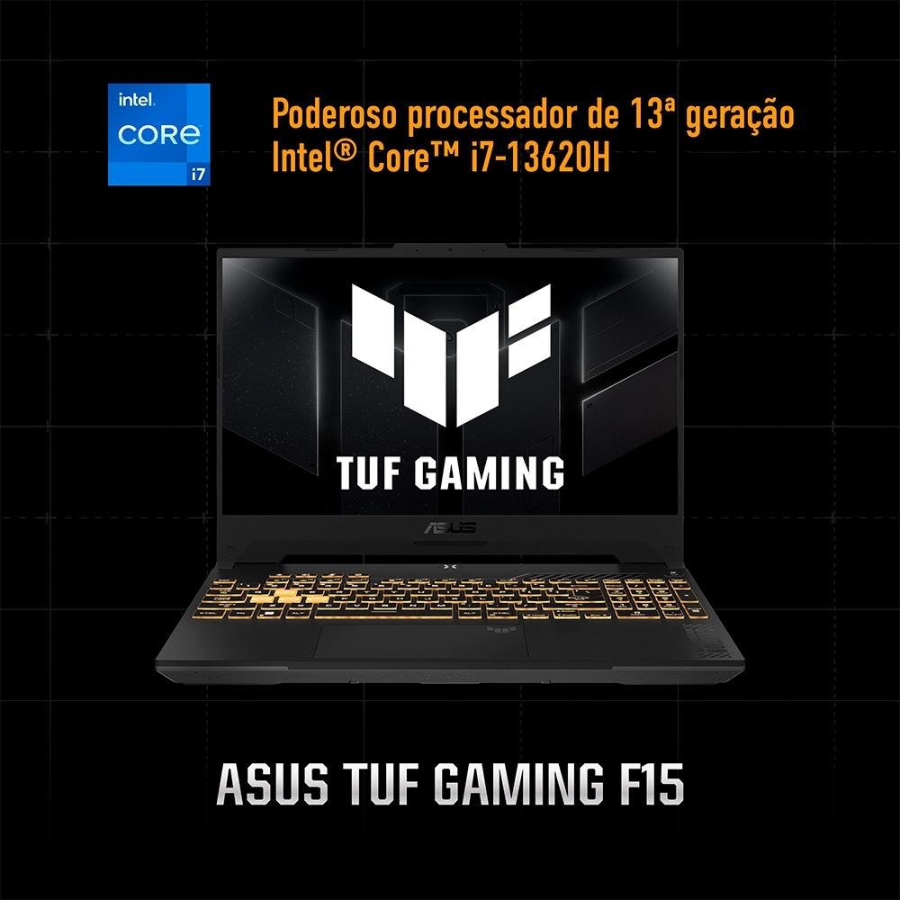 "Notebook Gamer ASUS Tuf Gaming F15 Fx507vu, Intel Core I7, GeForce Rtx 4050, 8GB RAM, Ssd 512gb, 15,6"" Fhd, 144hz, Keepos - Fx507vu-Lp151" - view 3
