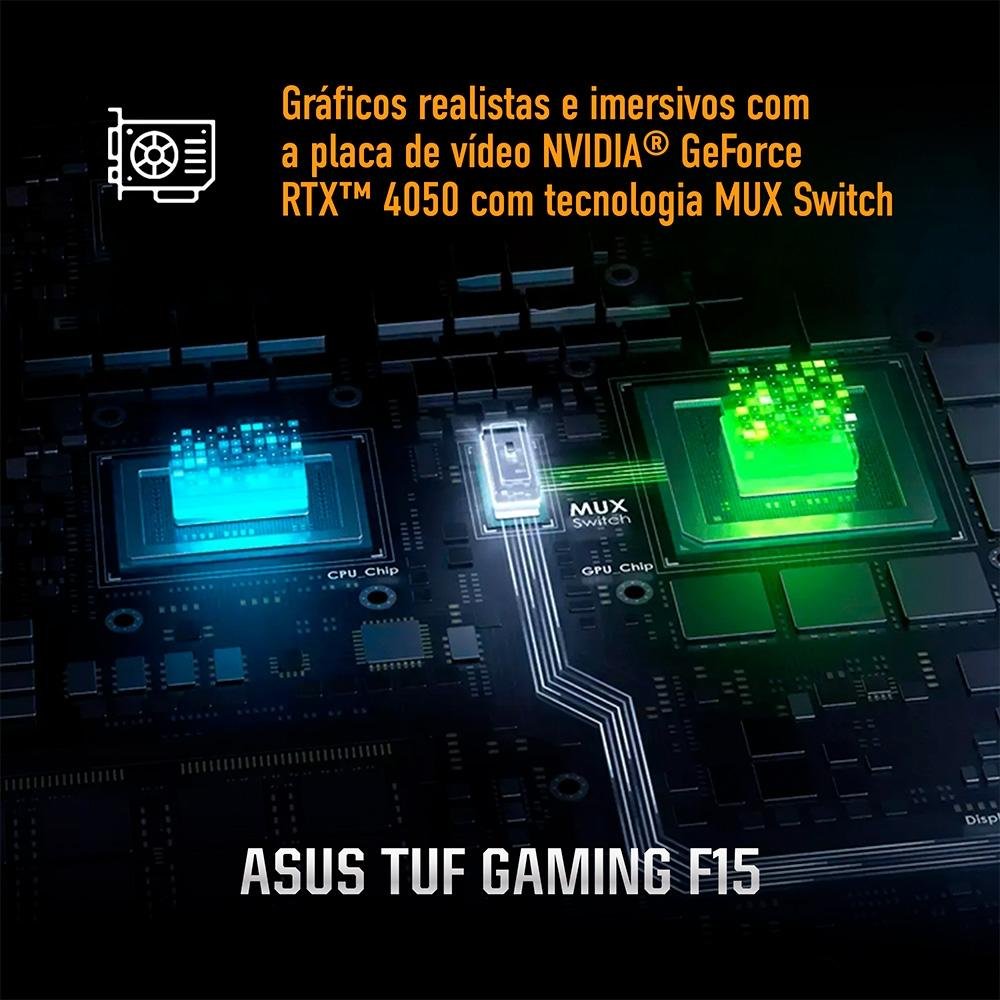 "Notebook Gamer ASUS Tuf Gaming F15 Fx507vu, Intel Core I7, GeForce Rtx 4050, 8GB RAM, Ssd 512gb, 15,6"" Fhd, 144hz, Keepos - Fx507vu-Lp151" - view 4