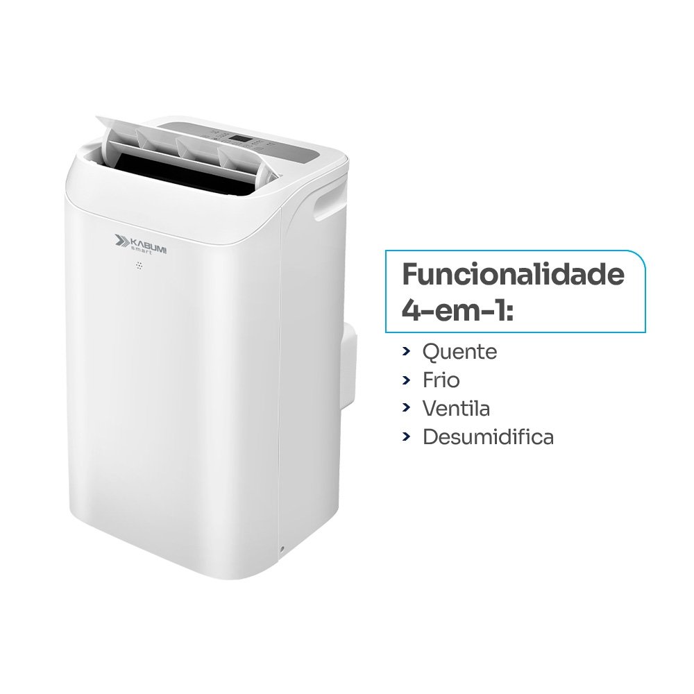 Ar Condicionado Portátil KABUM! smart 700, 12000 BTUs, Quente e Frio, Controle via App, Alexa/Google Assistente, 220V, Branco - KSAC700BR220 Ar Condicionado Portátil KABUM! smart 700, 12000 BTUs, Quente e Frio, Controle via App, Alexa/Google Assistente, 220V, Branco - KSAC700BR220