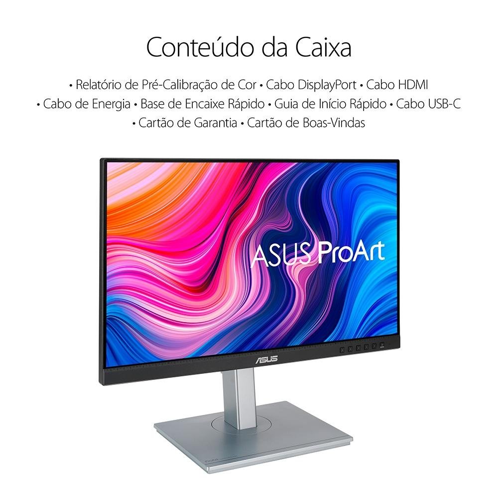 Monitor Profissional ASUS ProArt 24", Full HD, IPS, Altura Ajustável, USB-C, Som Integrado - PA247CV