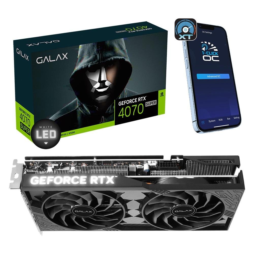 Imagem 8 de 9 do produto Placa de vídeo RTX 4070 Super 1-Click OC 2X Galax NVIDIA GeForce, 12GB GDDR6X, DLSS, Ray Trancing - 4895147155517