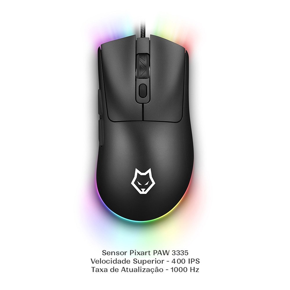 Mouse Gamer Husky Arrow, RGB, 16000 DPI, 7 Botões, Preto - HMS300PT