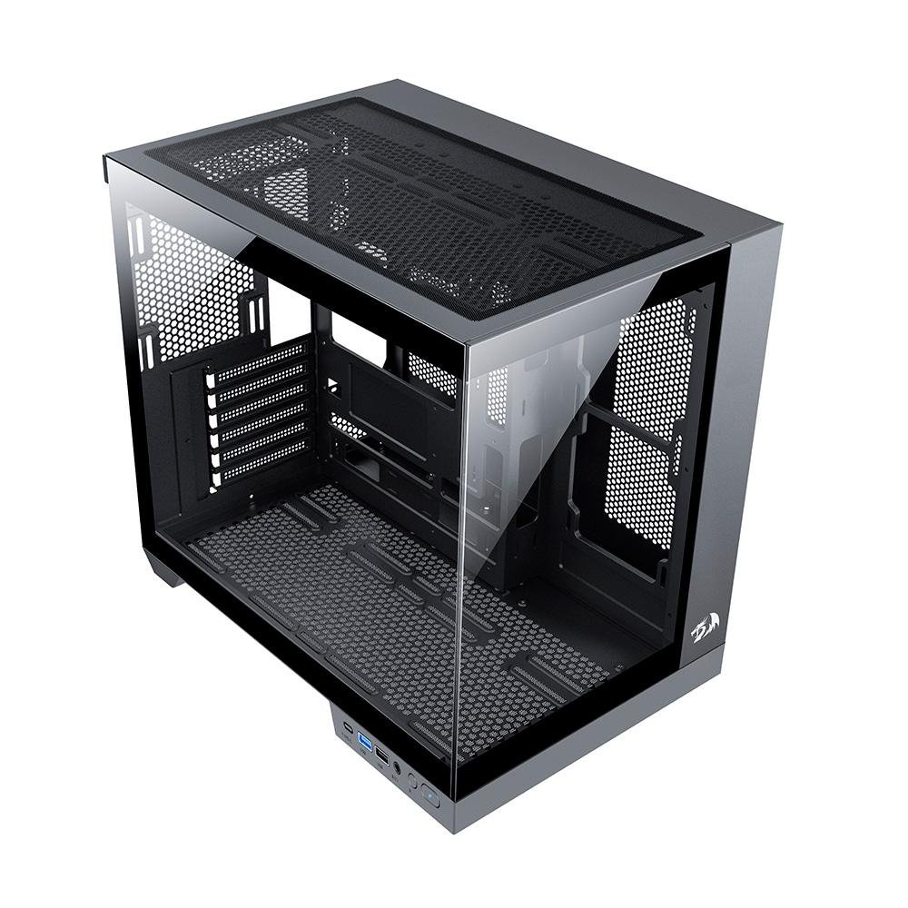 Imagem 2 de 6 do produto Gabinete Gamer Redragon Wideload Pro, Mid Tower, ATX, Lateral e Frontal em Vidro Temperado, Preto - CA-604B-PRO