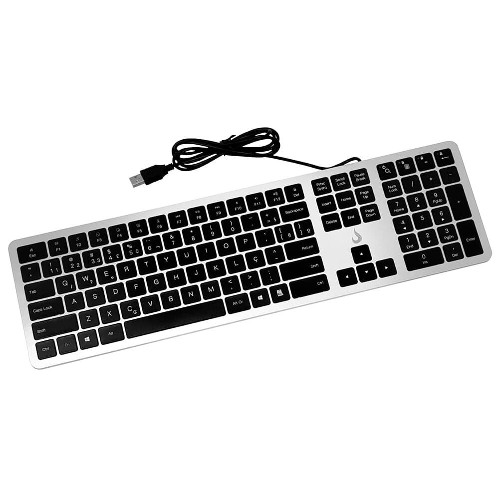 Teclado Slim ( Balão.info), USB, Preto e Prata - RM-TS-BS - view 4