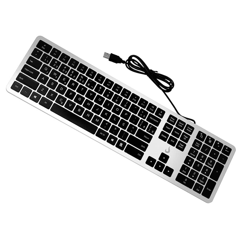 Teclado Slim ( Balão.info), USB, Preto e Prata - RM-TS-BS - view 5