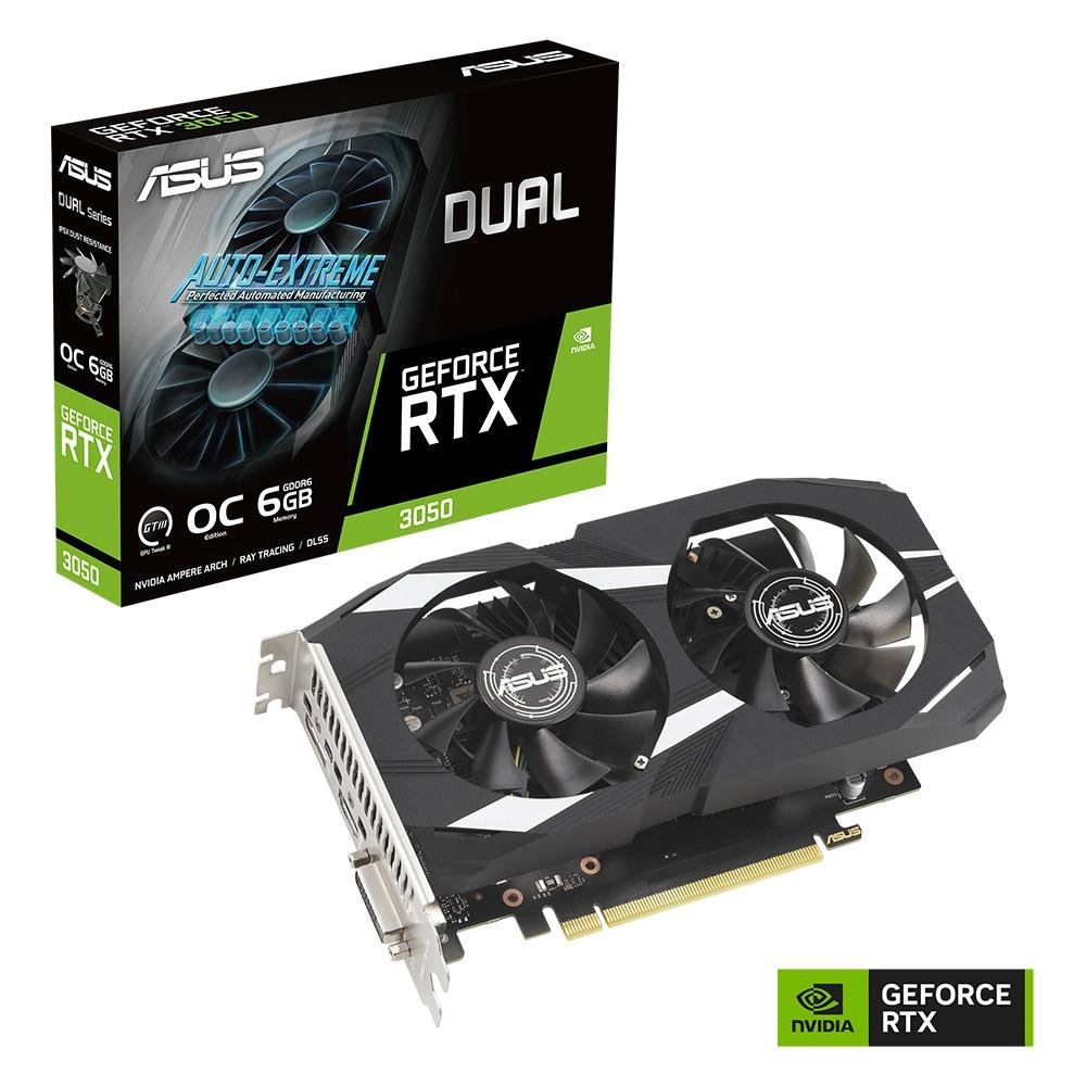 Placa de Vídeo RTX 3050 ASUS 6G Dual OC NVIDIA GeForce, 6GB GDDR6, DLSS, Ray Tracing, G-Sync - 90YV0K60-M0NA00 - view 2