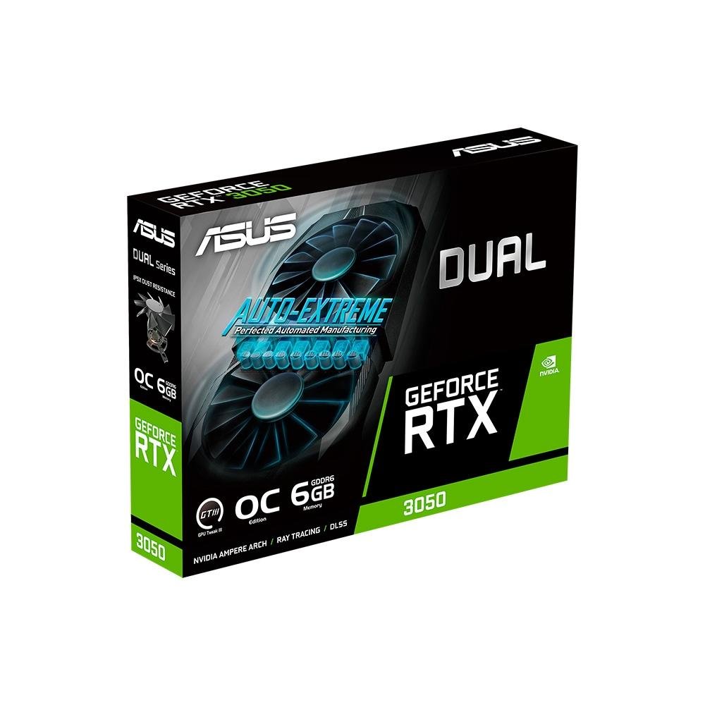 Placa de Vídeo RTX 3050 ASUS 6G Dual OC NVIDIA GeForce, 6GB GDDR6, DLSS, Ray Tracing, G-Sync - 90YV0K60-M0NA00 - view 3