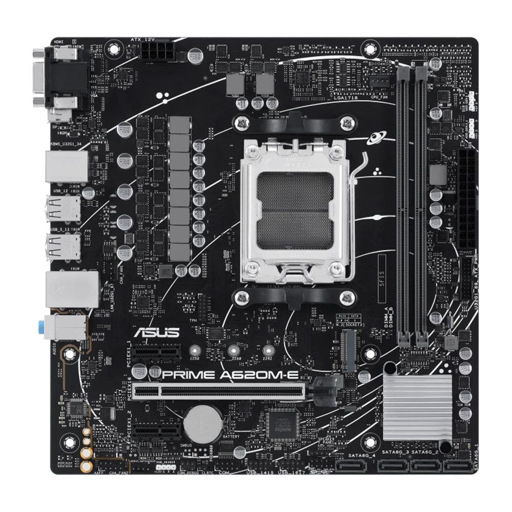 Imagem 2 de 5 do produto Placa-Mãe ASUS PRIME A620M-E, AMD AM5, A620, mATX, DDR5, Preto - 90MB1F50-M0EAY0