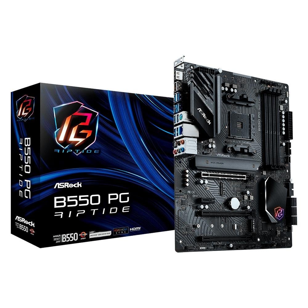 Placa-Mãe ASRock Phantom Gaming B550 PG Riptide, AMD B550 , ATX, DDR4, Preto - 90-MXBGH 4