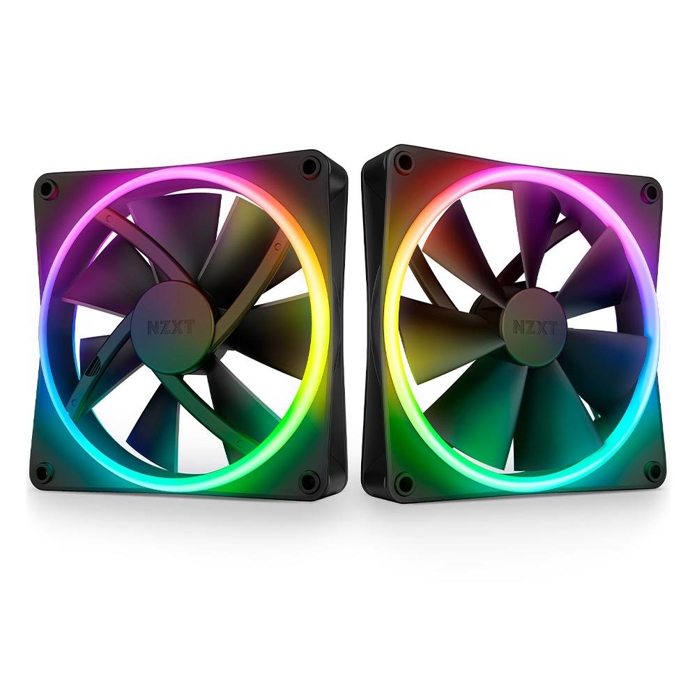 Kit com 2 Ventoinhas NZXT F140RGB Duo ,140mm, Led RGB, Preto -  RF-D14DF-B1 4