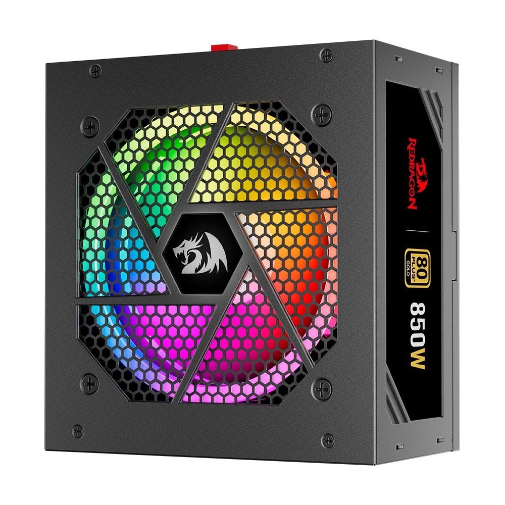 Fonte Redragon, 850W, 80 Plus Gold, Modular, PFC Ativo, RGB, Sem Cabo, Preto - GC-PS007-1 - view 2