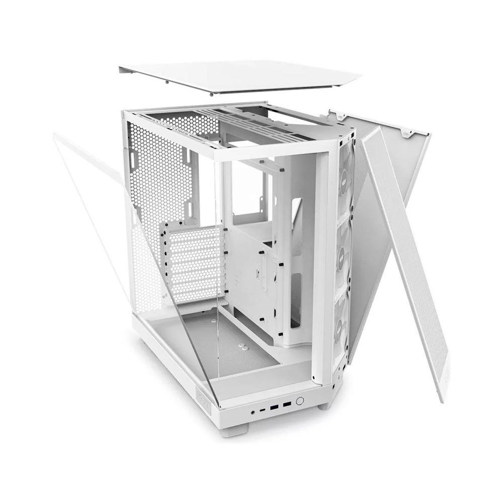 Gabinete Gamer NZXT H6 Flow Edition, Mid Tower, RGB,  ATX, Lateral em Vidro, Com Fans, Branco - CC-H61FW-R1