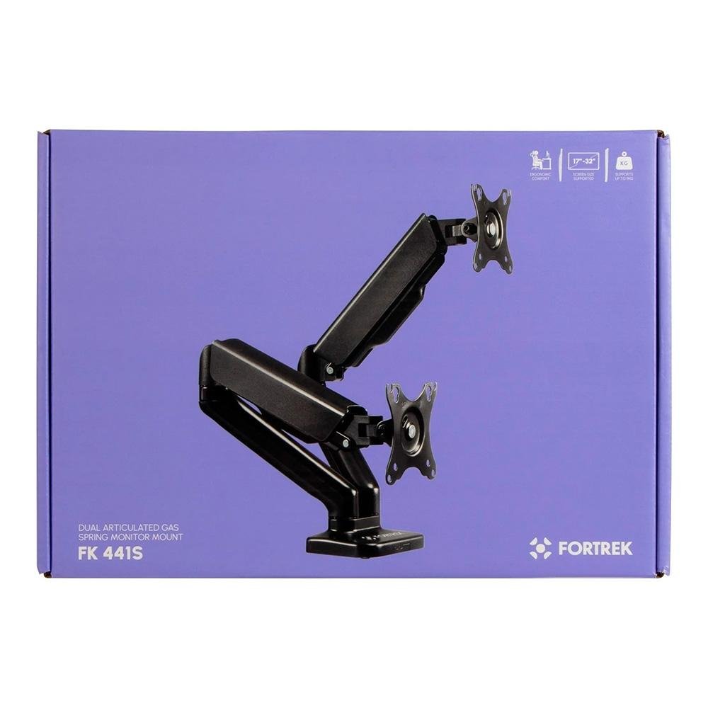 Suporte Articulado Para Dois Monitores 17 à 32 Fortrek FK441S, Com Pistão a Gás, Preto - 81032 - view 6