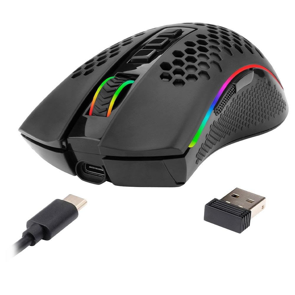 Imagem 4 de 4 do produto Mouse Gamer Sem Fio Redragon Storm Pro, RGB, 16000 DPI, 8 Botões, Wireless, Preto - M808-KS