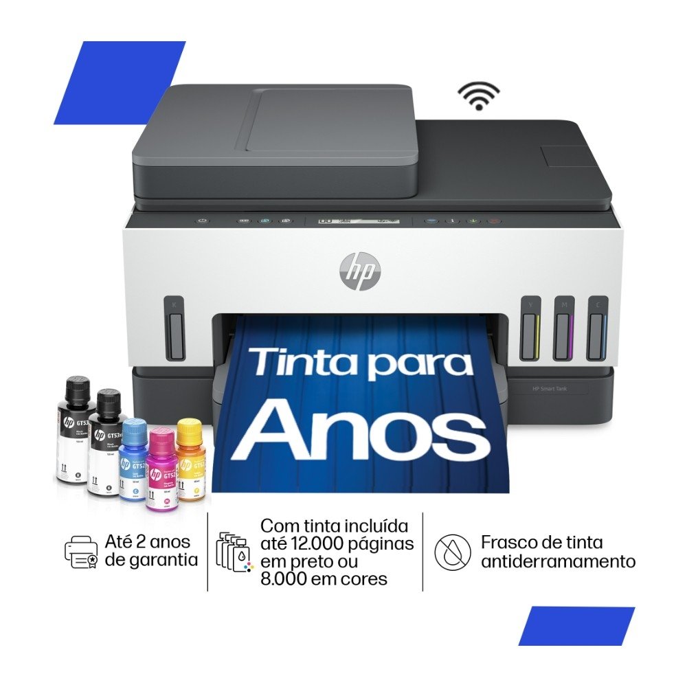 Impressora Multifuncional HP Smart Tank 754 Wi-Fi - Tanque de Tinta Colorida Duplex USB Bluetooth (2H0A6A) Impressora Multifuncional HP Smart Tank 754 Wi-Fi - Tanque de Tinta Colorida Duplex USB Bluetooth (2H0A6A)
