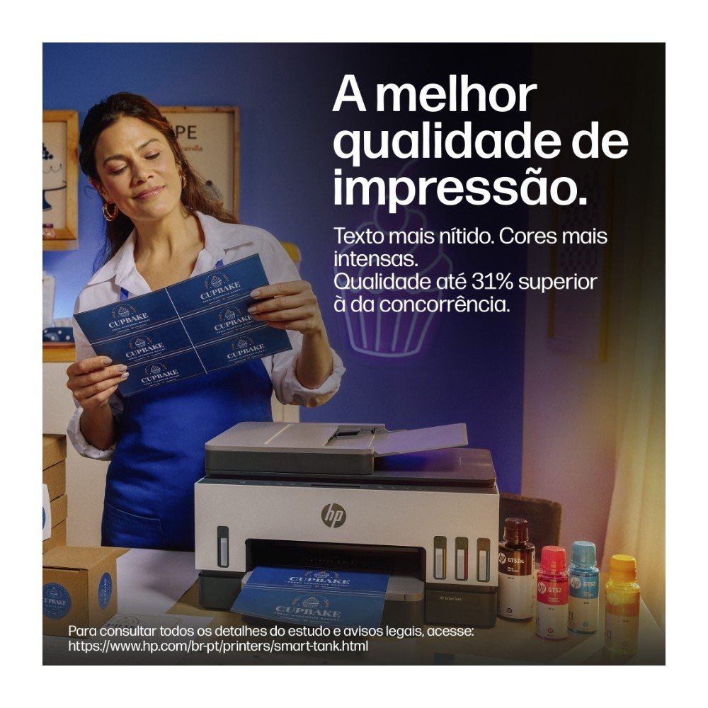 Impressora Multifuncional HP Smart Tank 754 Wi-Fi - Tanque de Tinta Colorida Duplex USB Bluetooth (2H0A6A) Impressora Multifuncional HP Smart Tank 754 Wi-Fi - Tanque de Tinta Colorida Duplex USB Bluetooth (2H0A6A)
