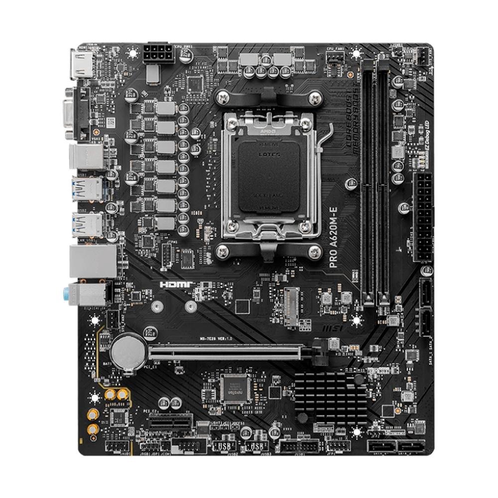 Placa-Mãe MSI Pro A620M-E, AMD AM5, M-ATX, DDR5, Preto - PRO A620M-E - view 2
