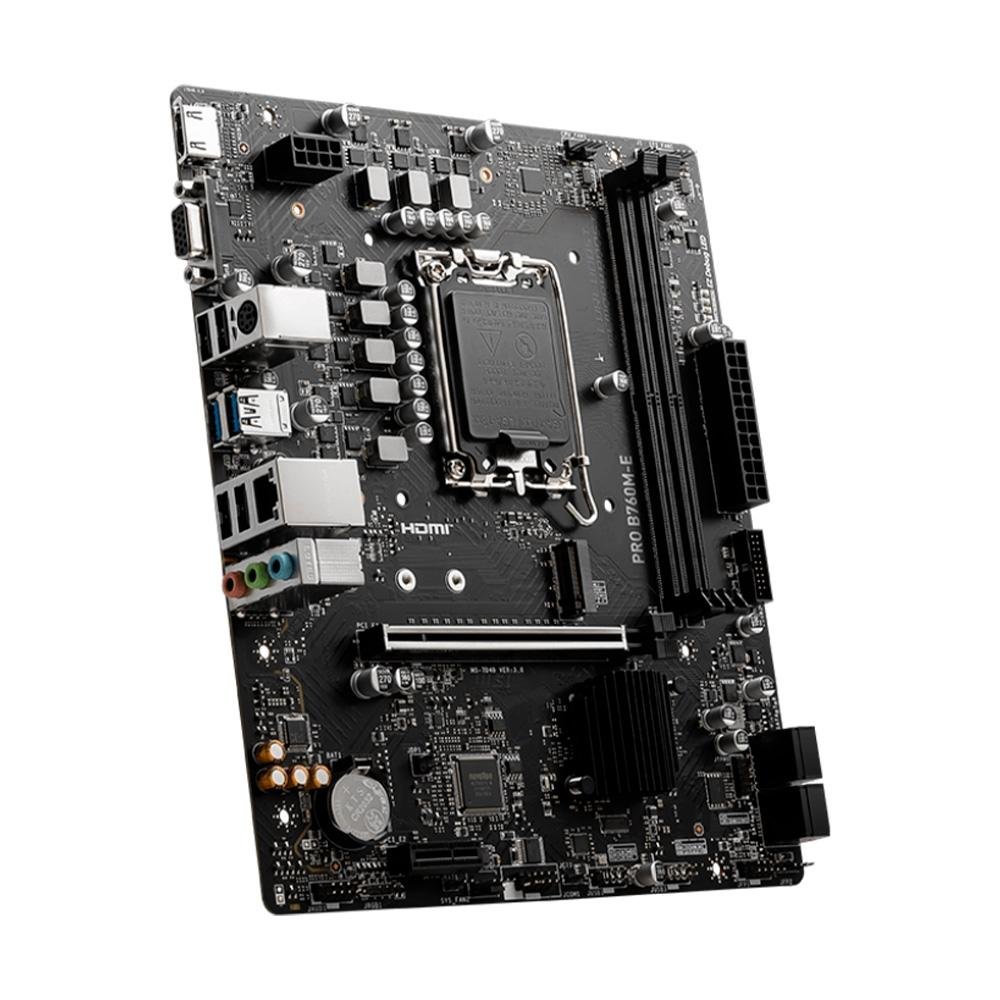 Placa-Mãe MSI Pro B760M-E, Intel LGA 1700, M-ATX, DDR4, Preto - PRO B760M-E DDR4
