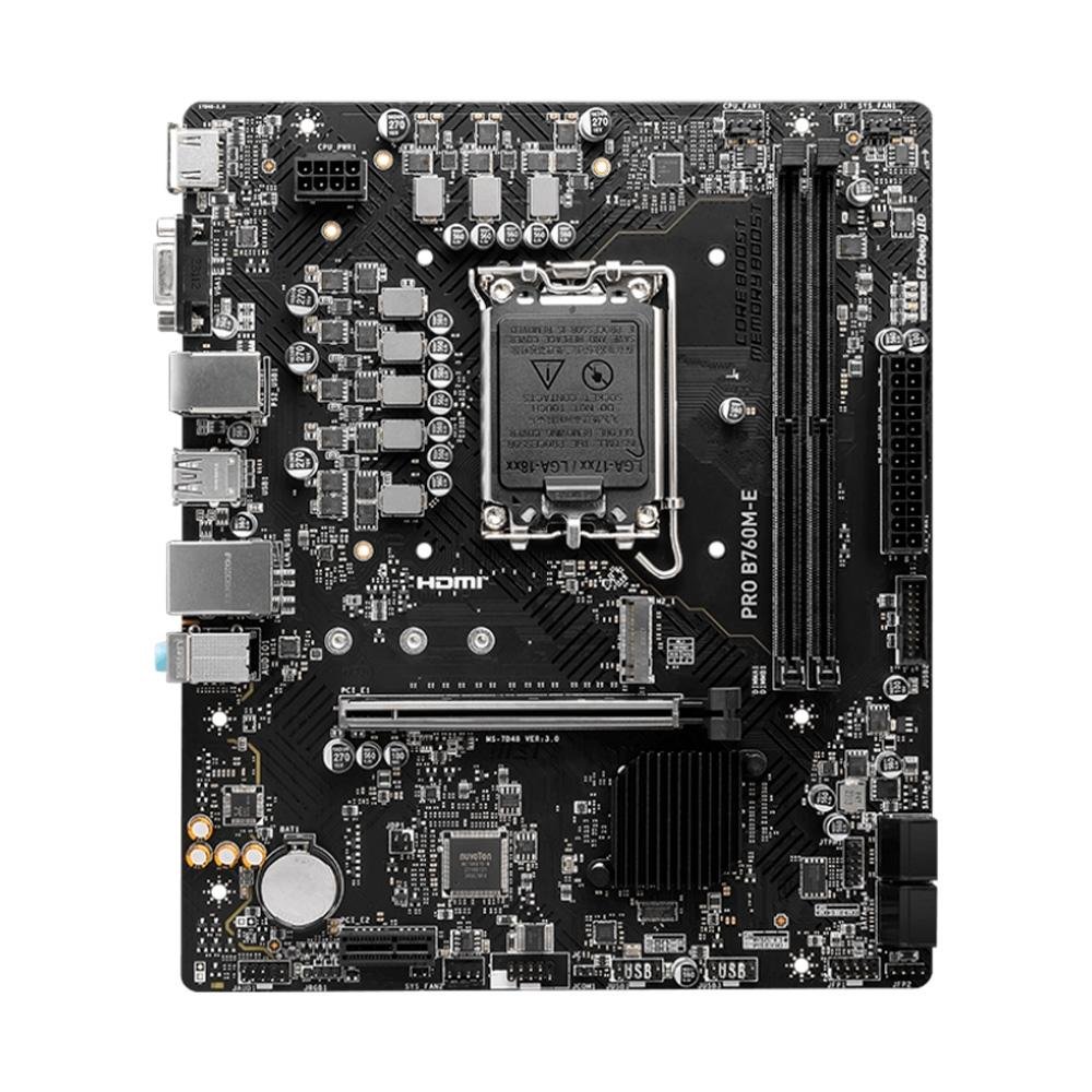 Placa-Mãe MSI Pro B760M-E, Intel LGA 1700, M-ATX, DDR4, Preto - PRO B760M-E DDR4