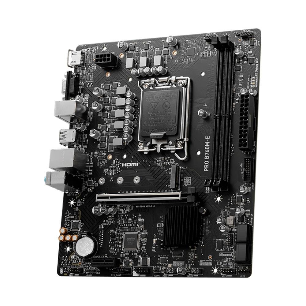 Placa-Mãe MSI Pro B760M-E, Intel LGA 1700, M-ATX, DDR4, Preto - PRO B760M-E DDR4
